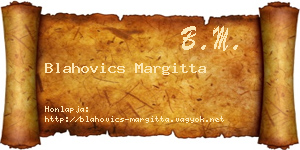 Blahovics Margitta névjegykártya